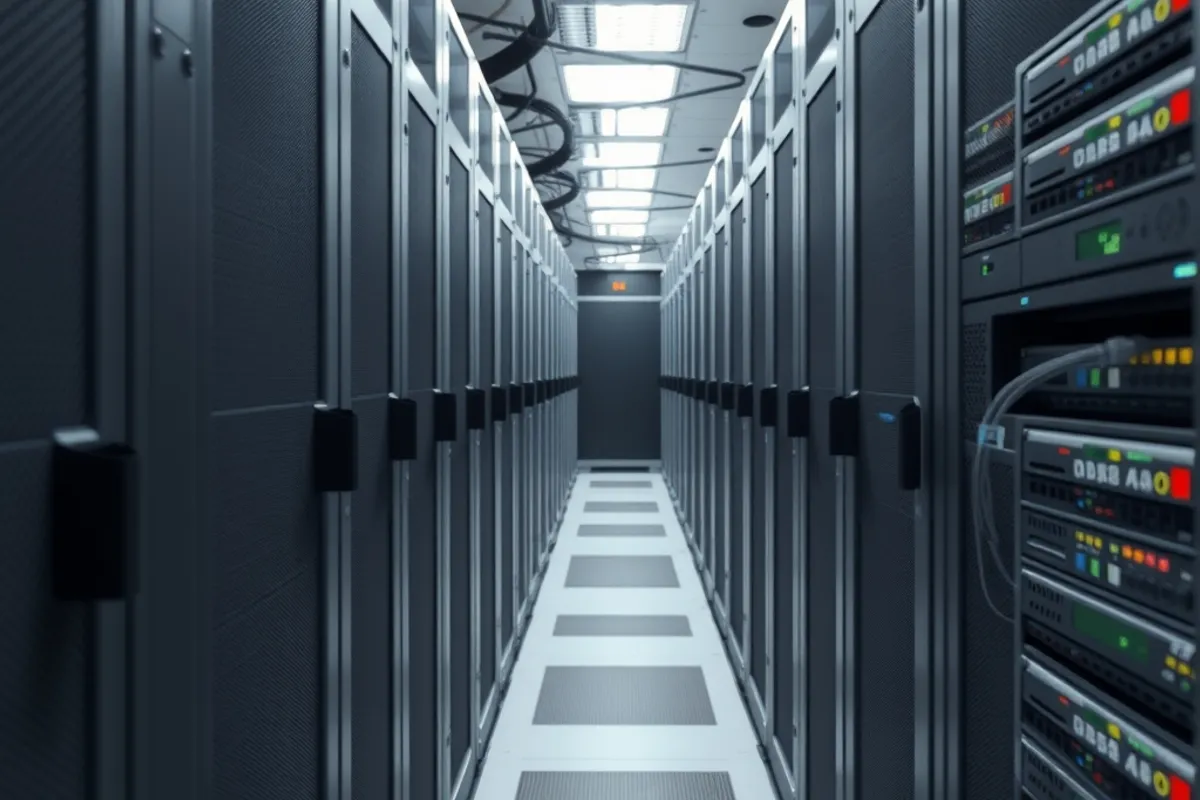 Compact server racks inside a small urban data centre room